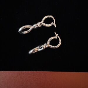 925 Silver Twisted Hoop Earrings